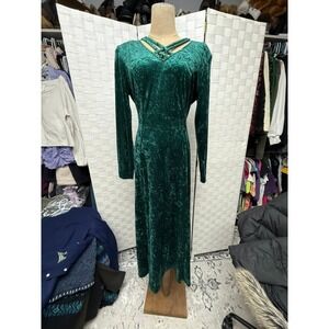 Brett Alixander Emerald Green Velvet Crushed Maxi Dress Size 12